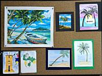 Paintings produced by group members for the July Theme of the Month - Bahamas 🎨